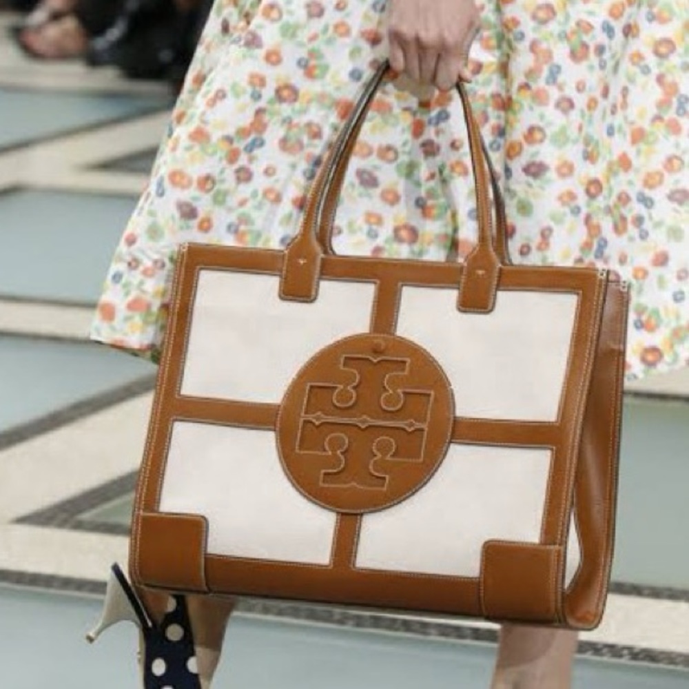 Tory Burch Ella Canvas Quadrant Tote Bag